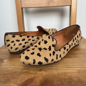 Madewell Teddy Cheetah Calf Hair Loafers Womens Pointed Toe‎ Flats Tan Black
